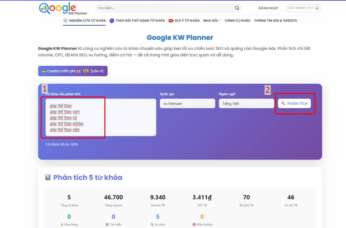 kiểm tra từ khóa tìm kiếm