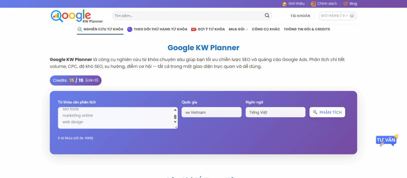 công cụ Googlw KW Planner