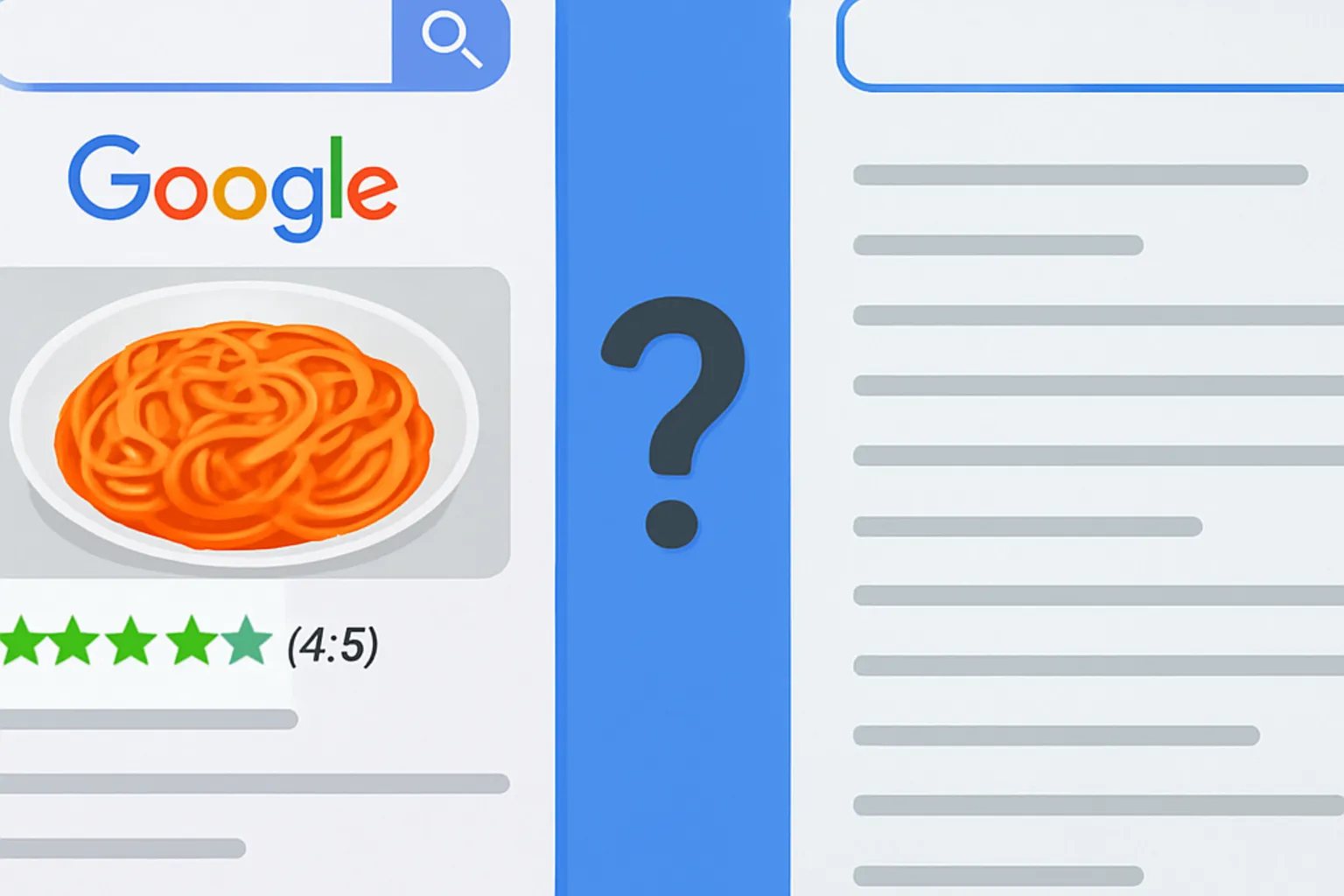 Tại sao Google lại tách biệt ảnh của Recipe Schema và ảnh trong kết quả văn bản